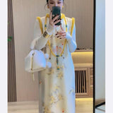 Small Dress Name Plus Plus Thick New Chinese Style Yellow Woolen Sleeveless Vest Cheongsam Dress Tide