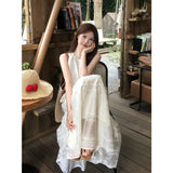 French Sweet Embroidered Lace Hanging Neck Vest Dress Women's Summer Design Feel Beautiful First Love Long Dress