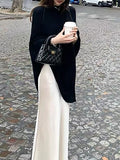 Slow Tone Paris Quiet Luxury Old Money High Sense Of Wool Irregular Cloak Shawl Coat Women's Pants