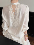 Breeze ~ Southern Pharaoh Money Loose-In-Sonn Lace Hollow Shirt Female Long Sleeve