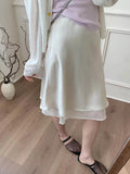 Acetate Featinous Skirt Half-Dress Girl Spring And Summer High Sense High Waist Thin Small Man A Word Bag Hip Skirt Fishtail Skirt
