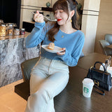 White Knitted Women's Spring And Autumn Bottoming Suit With A New Thin Top In The Early Autumn Of 2025 Autumn And Winter Sweater