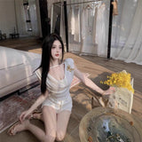 Summer French Sweet And Spicy Short Design Pure Lust-Lowan Dress Without Jewelry White Sleeveless T-Shirt Woman