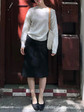 Autumn 2025 New Knitted Milk Fufu Soft TÀÁ-Up Top High-End Temperament Gentle White Sweater