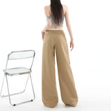 High-End Suit Pants Women 2026 Summer New Low-Waisted Folds Loose-Hanging Wide-Legged Trousers