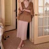 Autumn And Winter Knitting Under The Collection Of Bow Lace High Waist Half-Dress 100-Fold Skirt A Word Hem Long Skirt