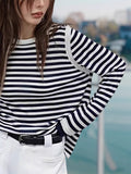 Lyselle Tiansi Bumps Striped Long-Sleeved T-Shirts For Women's Early Autumn Jackets