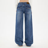 YC& Vintage Low-Rise Loose-Fitting Broad-Legged Trousers Autumn And Winter In Straight-Panel Pants Show Thin Jeans New Female New