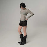 Korean Chic Street Babes Shorts Female Pocket Rivet Design Thin Leisure Shorts 2 Colors