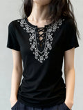 Spring And Summer Bohemian Short-Sleeved Female Round Collar Embroidery Design Thin Fabric Loose Holiday Style
