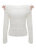 Classic Beauty Collar Hit Color Bow Word Collar Water-Soluble Wool Knitted Loose Top Woman