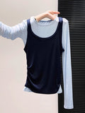 Small Unique Impact Color Two Sets Of Long-Sleeved T-Shirt Women Early Autumn New Thin Collection Waist Thin Inside The Bottom Top