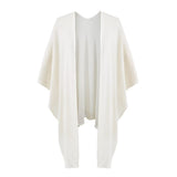 Old Money Style Pure Ice Silk Shawl Knitted Cardigan Women Autumn New Irregular Thin Cloak Hood Tops