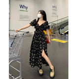 Large-Size Gentle Wind French Tea Break Flower Dress Women Summer Fat MM Slings Show Thin Belly Skirt