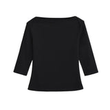 French High-Wisdom Sailing Collar Retro Seven-Sleeve T-Shirt Girl Autumn Hottie Slime Sleeves Blouse