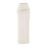 Kardashian Spice Girls New Waist Repair Irregular Long Sleeve Collar Blouse Flipped Hip Skirt Two-Piece