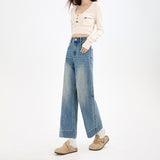 Autumn And Winter New Elastic Narrow Straight Trousers Personality Embroidered Small Casual Loose Micro-Scloose Granny Jeans