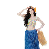 New Short Floral Sling Tapes D'at Tie Top + Design High-Rise Thin Blue And White Striped Half-Dress Skirt
