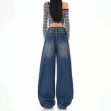 Vintage Do Old Water Wash Porus Velvet Tug Gradient Loose Languid Feeling Lazy Languid Denim Trousers New