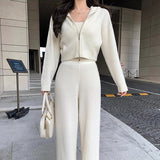 Beverly Old Money Slack Ceiling Rich Family Golden Wool Knitted Fashion Set