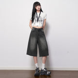 Light Blue High-Rise Clip Pocket Design Jeans Women 2026 Spring And Summer New Loose Casual Seven-Point Pants