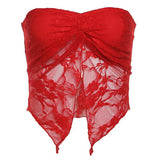 2025 Summer New Sweet Spicy Women's Solid Color Repair Street Fashion Word Collar Mesh Wrapped Breast Vest