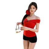 2025 New One-Word Shoulder Dress Girl Summer Design Sense Slimming Temperament Sexy Hot Girl Pure Want To Show The Shoulder T-Shirt