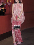 [Manjushahua] New Chinese Old Money Style Squint Embroidered With Sleeveless Vest Outside + Velvet Burning Flower Dress