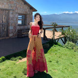 2025 Xinjiang Tourism National Wind Multi-Layered Impact Cloth Showing Thin Leg Pants Drag Trousers