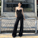 25 Years Of Spring And Summer New Elasticity Thin Feeling Slightly Loose Horn Knitted Leisure Pants Women's Bean Ash Trousers Spandex