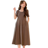 Pregnant Women's Summer Dress 2025 New Korean Version Of The Summer Sweet Age Reduction Simple Folding Pregnant Women's Dress