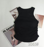 2065# Solid Color Sleeveless Side Folding Design Work-Word Vest Slimming With Chest Cushions Inside And Outside Wear