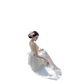 2025 High-End Design White Temperament Early Spring French Holiday Hanging Neck Hollow Embroidery Tying Dress