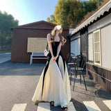Black And White Spliced Sling Dress Dress 2026 New Summer Design Sense Slimming Long Skirt