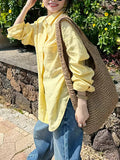 Yellow 100 Linen Shirt Women 2025 Spring And Summer Korean Version Of The Thin Sunscreen Shirt Chic Top