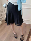 Acetate Featinous Skirt Half-Dress Girl Spring And Summer High Sense High Waist Thin Small Man A Word Bag Hip Skirt Fishtail Skirt