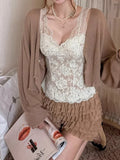Audrey's Collection All-Fine Fake Two-Piece Design Lace Sling Inside The New Top