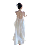 Summer Beautiful Beautiful Beach Dress Women's Seaside Vacation Bare Back Hanging Neck Hanging Dress Super Fairy