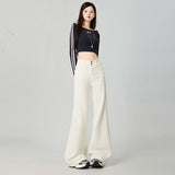 25 Autumn And Winter Black Gray Micro-Horn Jeans Women 2025 New High-Rise Thin Small Horn Pants