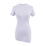 Pure Want To Open The Fork Irregular Short-Sleeved T-Shirt Girls Summer Chic Long Yoga Tops Appear Thin Sportswear