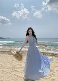 Beauty God Advent Tindal Effect Spring And Summer Gentle Wind Temperament Skinny And Sleeveless Collar Hanging Neck Long Dress