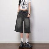 Light Blue High-Rise Clip Pocket Design Jeans Women 2026 Spring And Summer New Loose Casual Seven-Point Pants