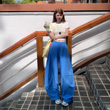 YC& High-Waist Loose Broad Leg Trousers Loose Waist Cutter Spring And Summer Casual Pants Women Summer Thin