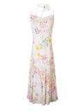 Grass-Wood Onion Cool Dew Back Print Sling Skirt Girl Xia Slime Thin Skirt Romantic Fairy Dress