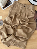 Tiansi Linen Broad Leg Pants Women Summer Thin 2026 New High-Waisted Cotton Trousers Trousers Straight Trousers