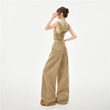 Spring New Cotton Loose Broad Legs Casual Denim Comfortable Breathable Bag Broad Mop Jeans Woman