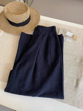 The Whole Universe Drunk To Wear! Channel Goods ~ Tibetan Blue Cotton After Tight Waist Trousers Women Summer Linen Pants
