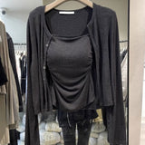 Sunscreen Sling Dress Women's Thin Hoodie With Shawl Spring And Autumn Coat Two Sets Of Modal Top