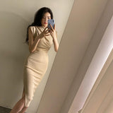 Repair Small Black Dress Open Forked And Hip Repair Body Waist Folds Sexy Dating Dress Pure Wish Little Mother Hottie Skirt
