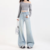 High-Rise Elastic Micro-Horn Jeans Women 2026 New Slimming Without Leg Thin Mop Horseshoe Pants